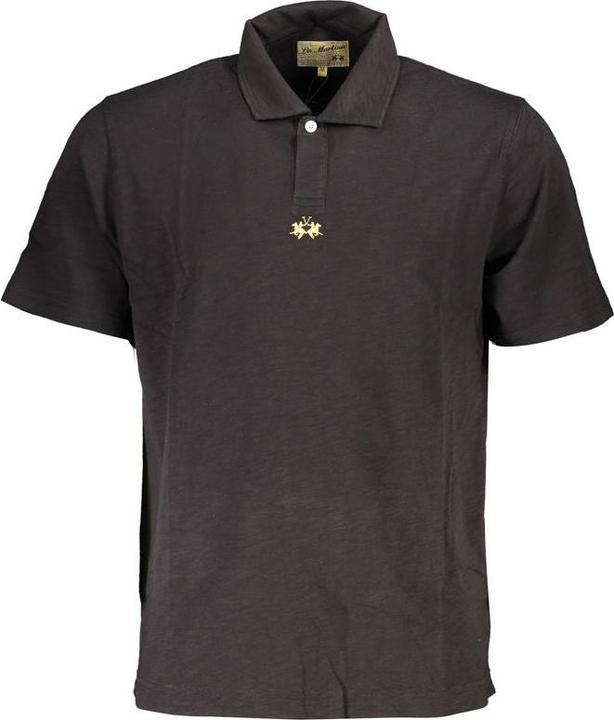 La Martina Elegantes schwarzes Baumwoll-Polohemd Regular Fit (XL)