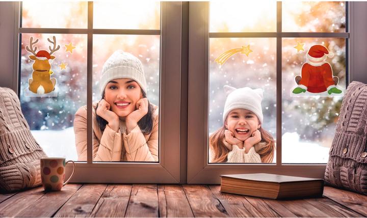 Immagine prodotto Avery Dennison Zweckform ZDesign Weihnachts-Fensterbild Niko/Rentier trasparente, bunt bedruckte Folie, Blattforma