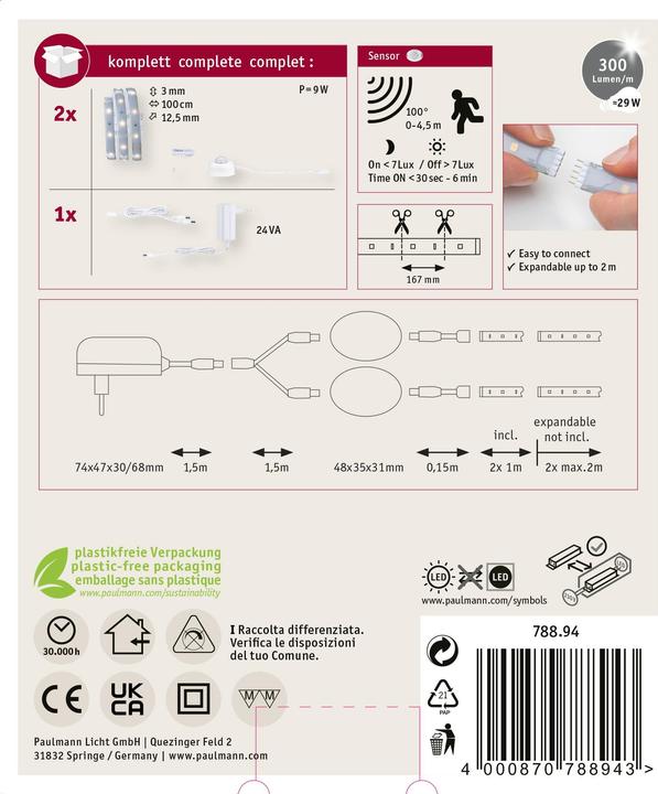 Produktbild Paulmann MaxLED 250 Night Comfort Set (Warmweiss, 400 cm, Indoor)
