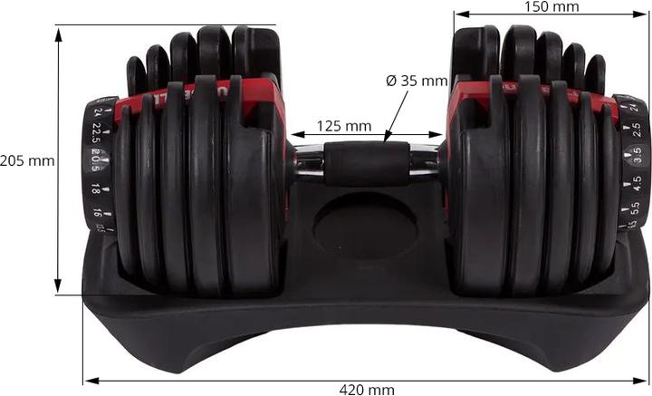 Actual product image Fitcom Adjustable dumbbell (1 x 2.5 kg - 24 kg)