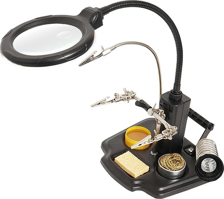 Image du produit RS PRO PCB Helping Hand with LED Magnifier (Mèche à souder)