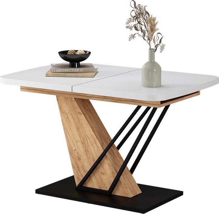 Produktbild Vicco Esstisch Fenaro, Weiss/Goldkraft Eiche/Goldkraft Eiche, 120 x 80 cm ausziehbar (120 x 80 x 77.40 cm)