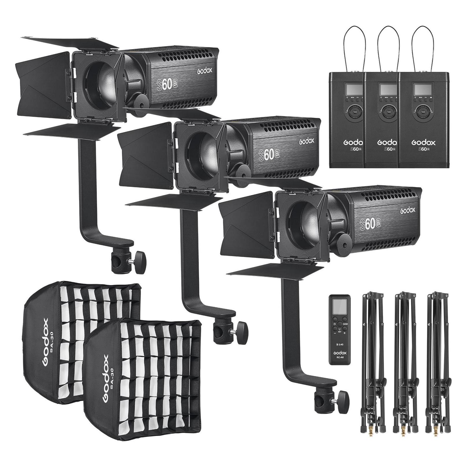 Godox S60Bi D 3 Head Kit (Aufsteckblitz, Godox), Blitzgerät, Schwarz