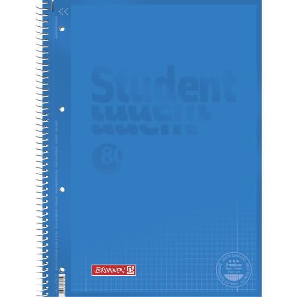 Actual product image Brunnen College notepad Student Colour Code DIN A4 squared with margin inside/outside 90g/m² azure blue 80 (A4, Checked, No binding)