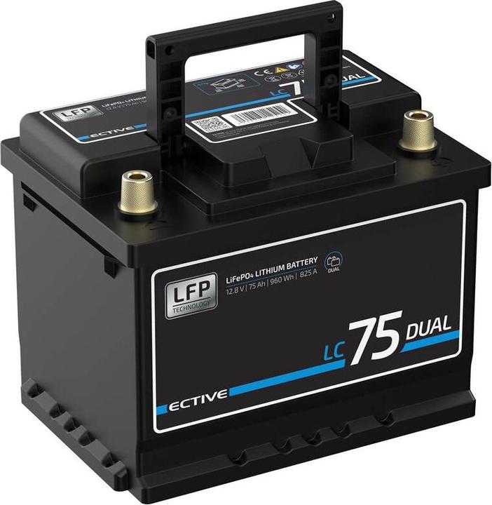 Actual product image Ective LC 75 Dual LFP | Starter and supply battery (12 V, 75 Ah, 825 A)