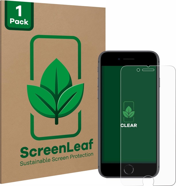 Actual product image ScreenLeaf Protective film sustainable screen protector screen protector film clear transparent (1 Piece, Apple iPhone 8)