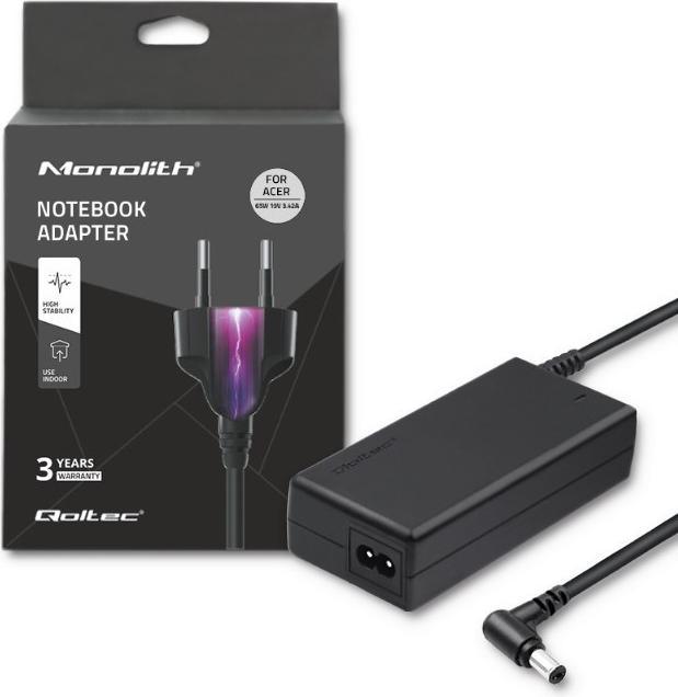 Produktbild Qoltec 51115 Power adapter for ACER 65W| 19V| 5.5* 1.7| 3.42A|+ power (65 W)