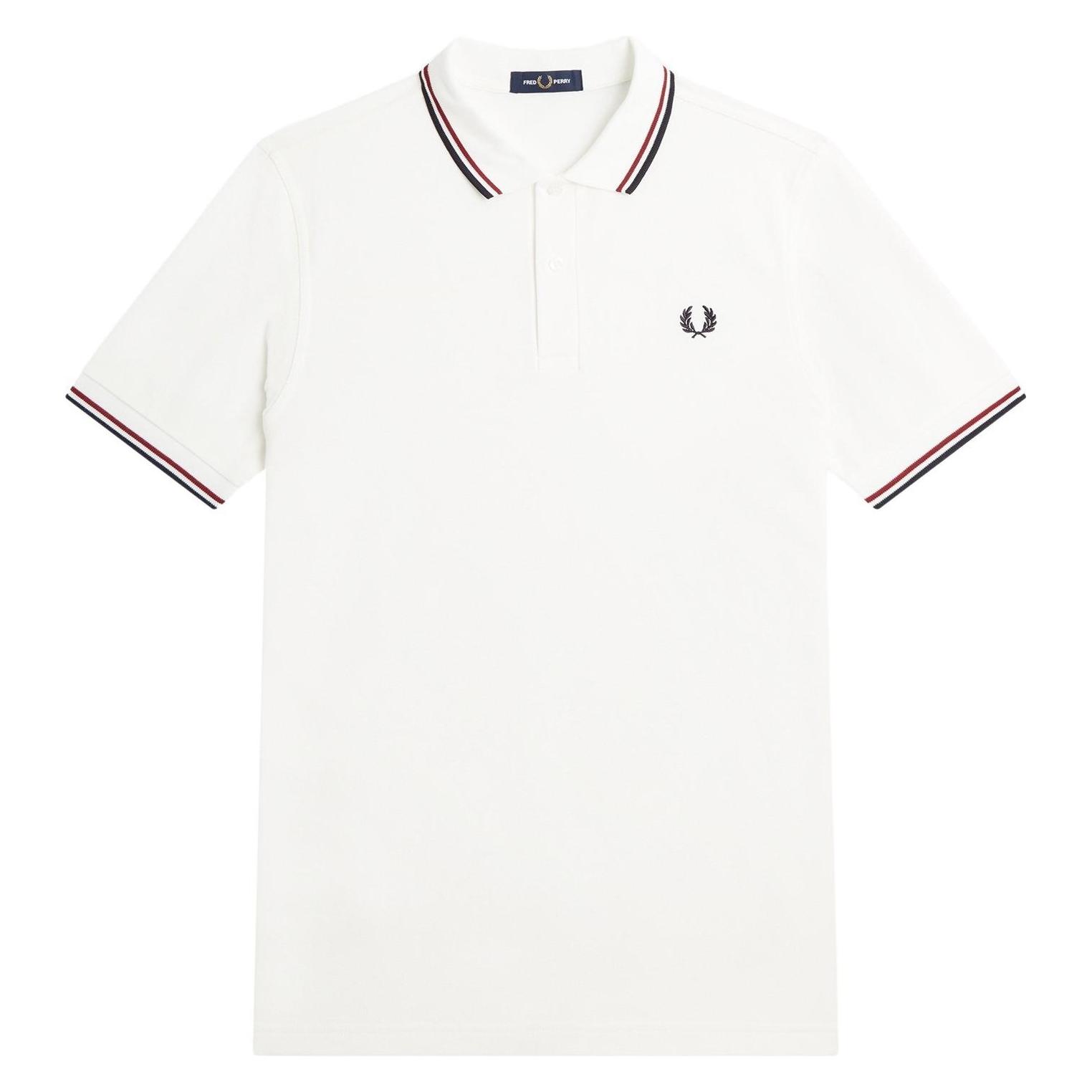 Fred Perry, Herren, Shirts, Twin Tipped Polo Shirt Short Sleeve Snow White, Weiss, (M)