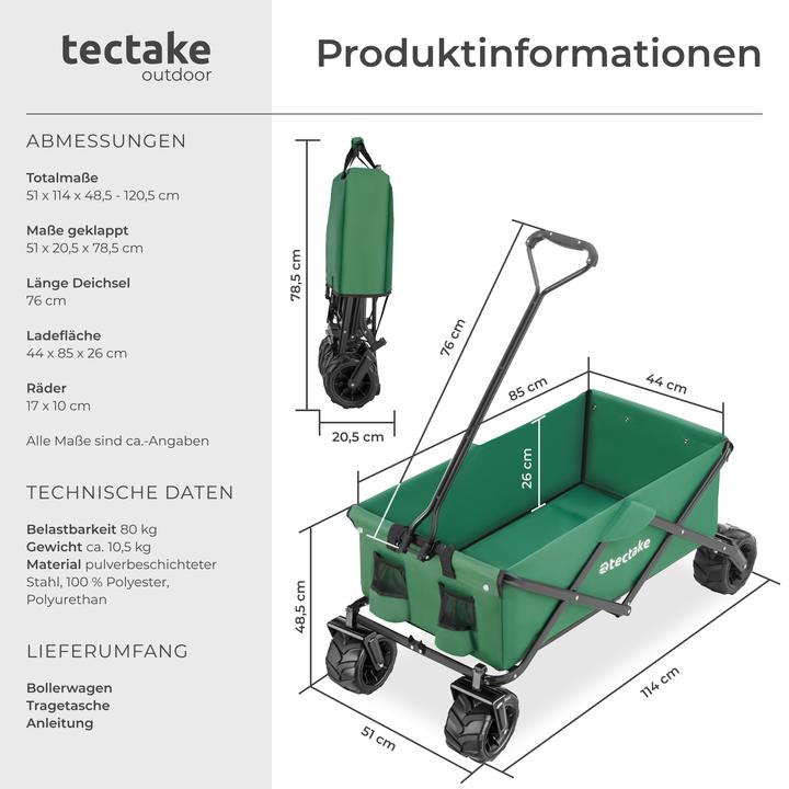 Produktbild tectake Faltbarer Bollerwagen