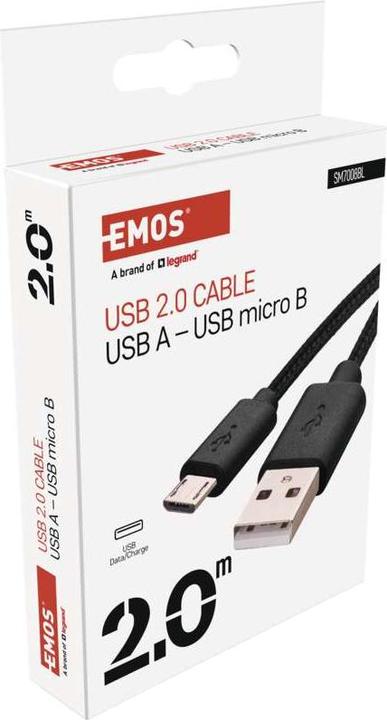 Immagine prodotto Emos Cavo USB 2.0 spina A - spina micro B 2m, nero (2 m, USB 2.0, 10 W)