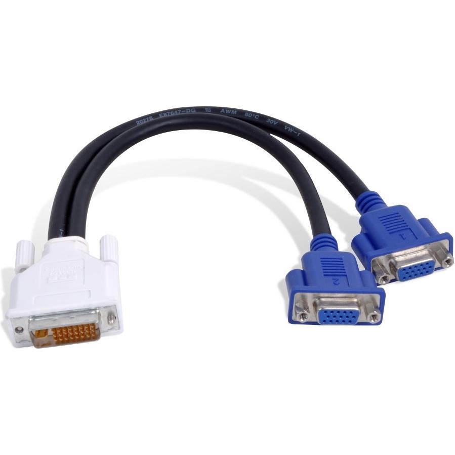 Matrox DVI-I - HD15 2 x VGA (D-Sub) (DVI), Data + Video Adapter, Schwarz