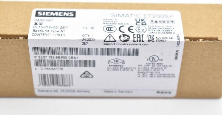 Nährwerte und Zutaten Siemens SPS-Erweiterungsmodul 6ES7193-6BP00-0BA1 6ES71936BP000BA1 (Erweiterung)