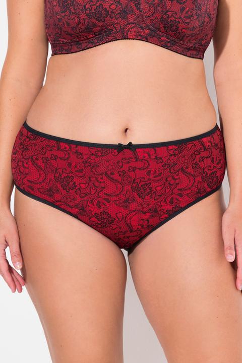 Immagine prodotto Ulla Popken Slip midi in confezione da cinque con stampa effetto pizzo/tinta unita (54)