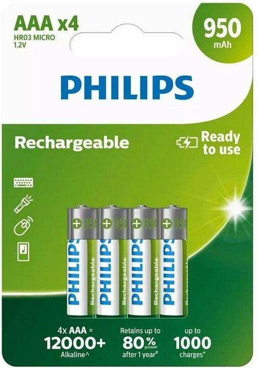 Philips Rechargeable AAA (4 pz., AAA, 950 mAh)