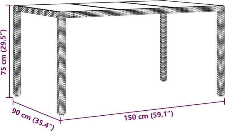Produktbild vidaXL Garten Essgruppe (150 x 90 x 75 cm)