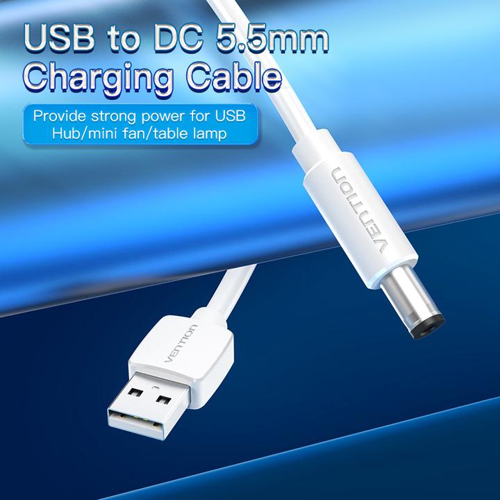Actual product image Vention USB to DC 5.5mm Power Cable 1m CEYWF (white) (1 m)