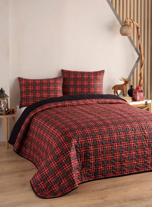 L'essentiel Iskoç Red King Quilted Bedspread Set FR (220 x 240 cm)