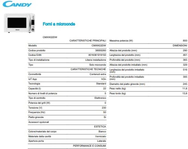Produktbild Candy Cmxw 22d W (22 l)