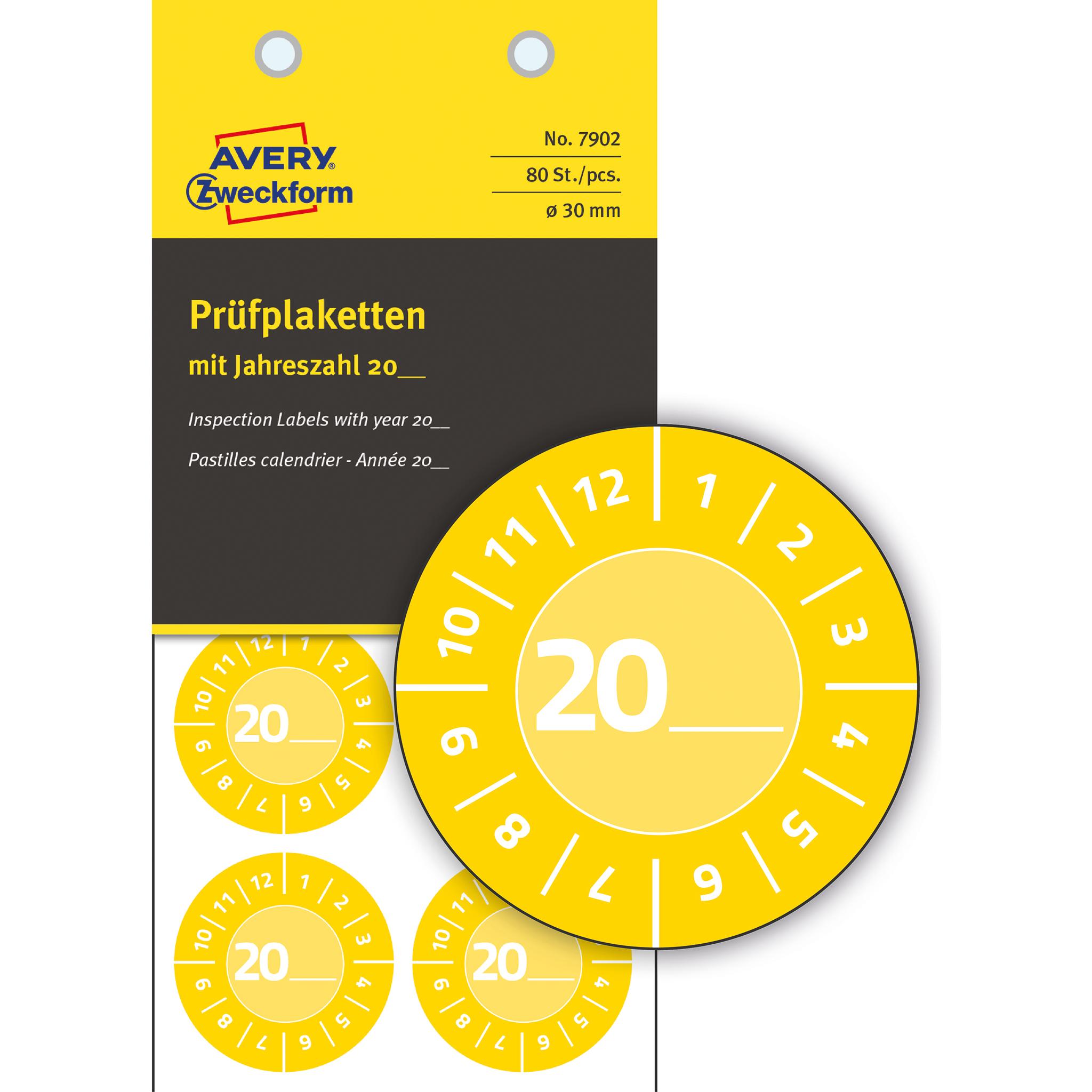 Avery, Sticker, -Zweckform 80 St. Prüfplakette 20XX Gelb (Ø) 30 mm 30 mm