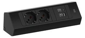 Produktbild Bachmann CASIA 2 2xP40 1xUSB A/C 22W 2,0m AEH RAL9005 (3 x, CEI 23, 2 m)