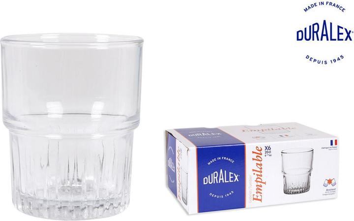 Produktbild Duralex Glas Stacking 20 cl Ø7.1x8.6cm Haerdet glas,6 stk/pk (0.20 l, 6 x)