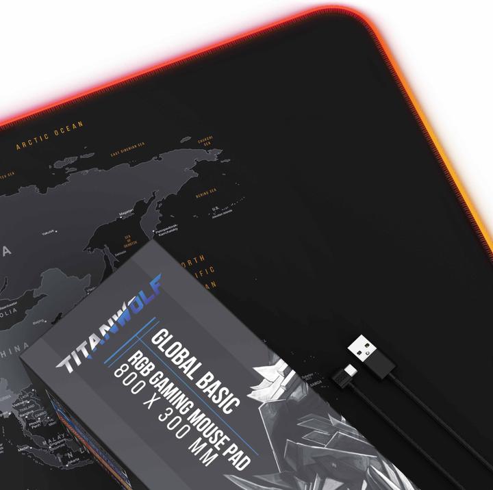 Actual product image Titanwolf Gaming Mouse Pad, RGB Mouse Pad XL, 800 x 300 mm, improves precision & speed (XL)