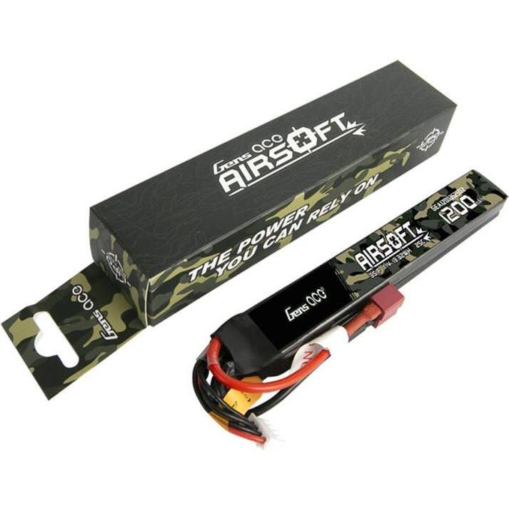 Thumbnail - Gens Ace 25C 1200mAh 3S1P 11.1V Saddle Airsoft Gun Lipo Battery with T Plug (11.10 V, 1200 mAh)