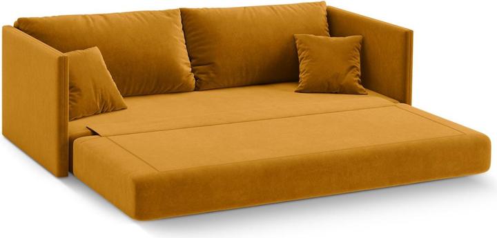 Actual product image Cosmopolitan Design Velvet Sofa With Bed Function, "Shannon", 3 Seats, Yellow, 209x94x87 Made in Europe (3-seater)