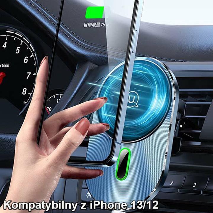 Produktbild Usams Uchwyt indukcyjny Magnetic Car Wireless Charging 15W do kratki went. szary/grey CD170DZ01 (US-