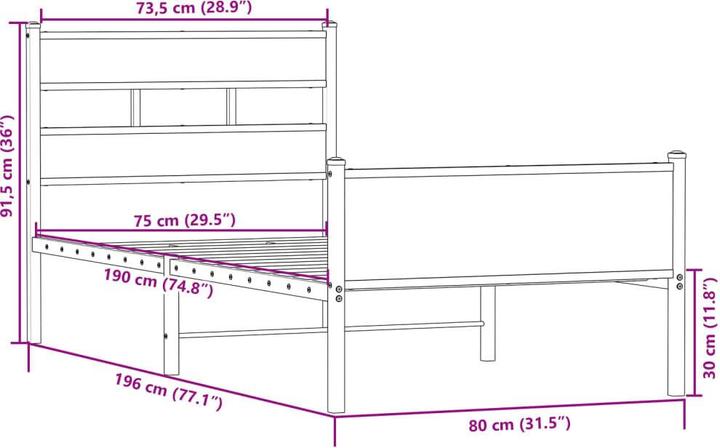 Image du produit vidaXL Bettgestell (75 x 190 cm)
