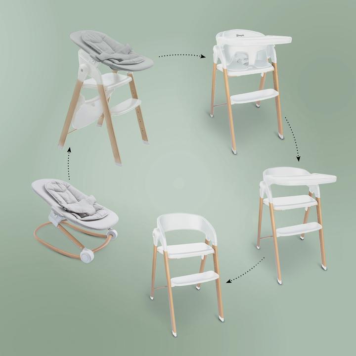 Actual product image BabyGo Levels Newborn Highchair weiss/Holzoptik (Highchair)