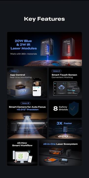 Image du produit Creality Falcon A1 Pro 20W, Drucktechnik: Keine, Anzahl Extruder