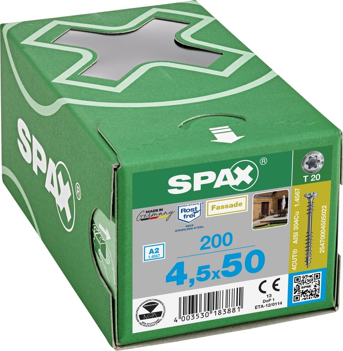 Produktbild Spax Fassadenschrauben LK A2 (200 Schrauben pro Stück)