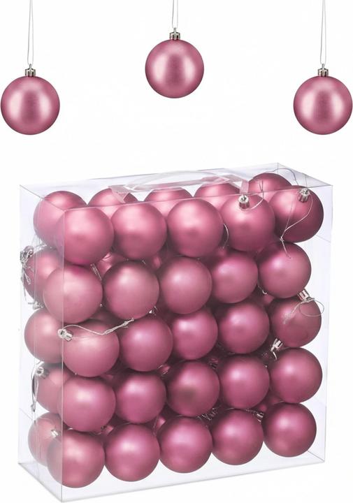 Productafbeelding Relaxdays - Weihnachtskugeln 50er Set, Rosa/ Silber (50x)