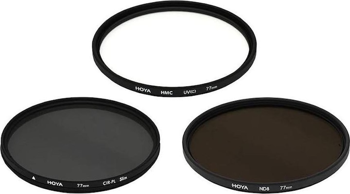 Image du produit Hoya Digital Filter Kit II (UV, CIR-PL & ND8) Filterset (46 mm, Filtre gris neutre, Filtre polarisant, Filtre UV)