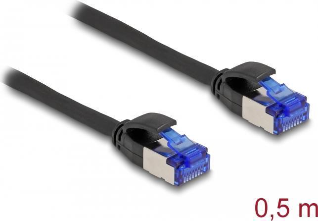 Actual product image Delock RJ45 network cable Cat.6A S/FTP Slim 0.5 m black (S/FTP, CAT6a, 0.50 m)