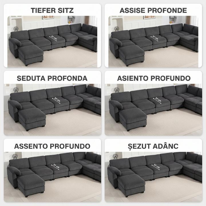 Actual product image Homcom Ecksofa Polyester, Schaumstoff Dunkelgrau (Corner sofa)