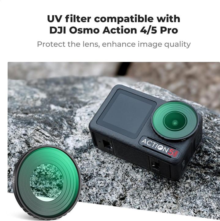 Produktbild K&F Concept UV, HD, Anti-Reflection Green Coating, Waterproof and Scratch Resistant on One Side, For Osmo Action (Osmo Action 4)