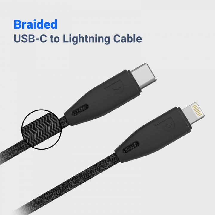 Image du produit Powerology Câble tressé USB-C vers Lightning 1.2M (1.20 m, USB 3.2 Gen 1)