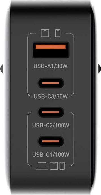 Actual product image Ldnio Q408 100W USB-A + 3x USB-C mains charger (black) (100 W)