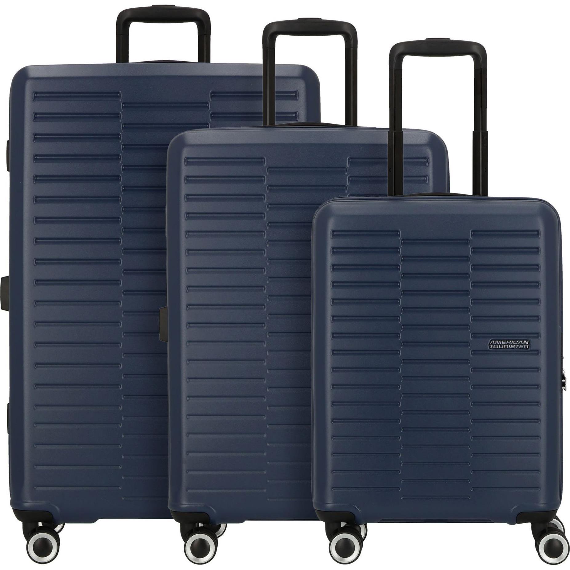 American Tourister, Koffer, Sunset Hills 4 Rollen Kofferset 3-teilig, Blau, (203 l, XL (ab 115l))