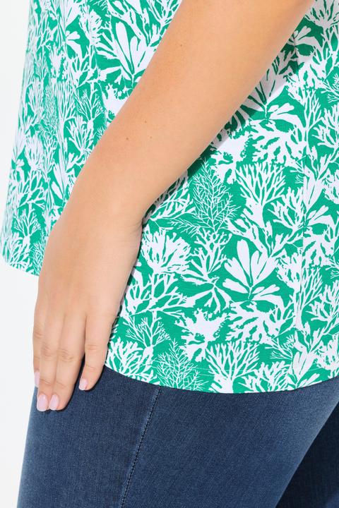 Produktbild Ulla Popken T-Shirt, floraler Druck, A-Linie, V-Ausschnitt, Halbarm (56)