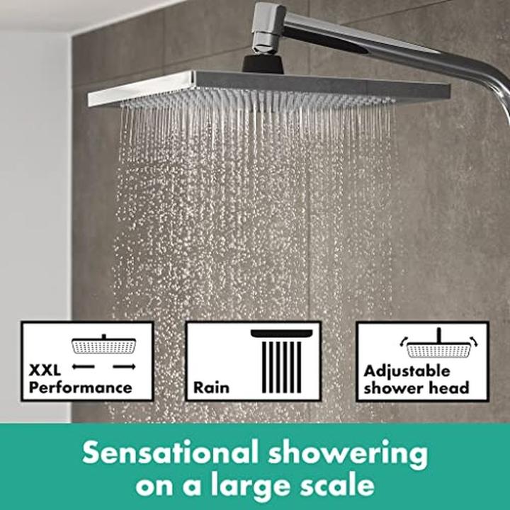 Produktbild hansgrohe Regendoucheset Crometta E 240 Varia 24 cm vierkant incl. thermostaatkraan 26785000 chroom/wit