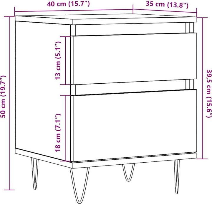 Actual product image vidaXL Nachttisch (40 x 35 x 50 cm)