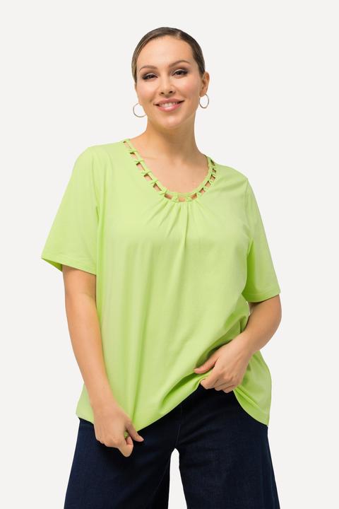 Immagine prodotto Ulla Popken T-shirt con scollo rotondo con aperture e mezze maniche (50, 52)
