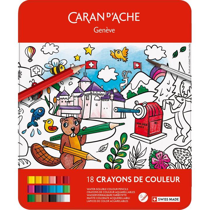 Image du produit Caran d'Ache Swisscolor Crayons couleur Aquarellables boîte métal 18 pcs (18 x)