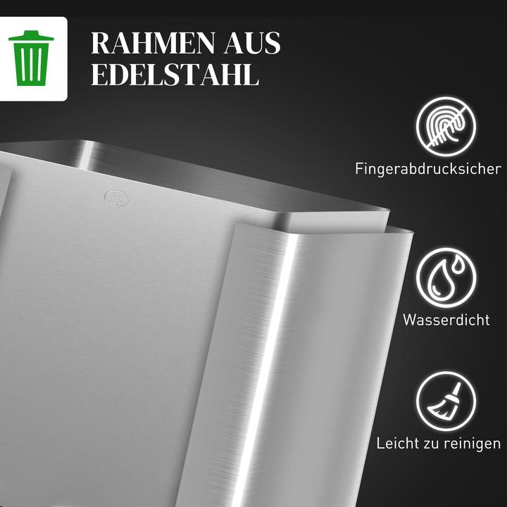 Produktbild Homcom Küchenabfalleimer Edelstahl, Kunststoff Silber (60 l)
