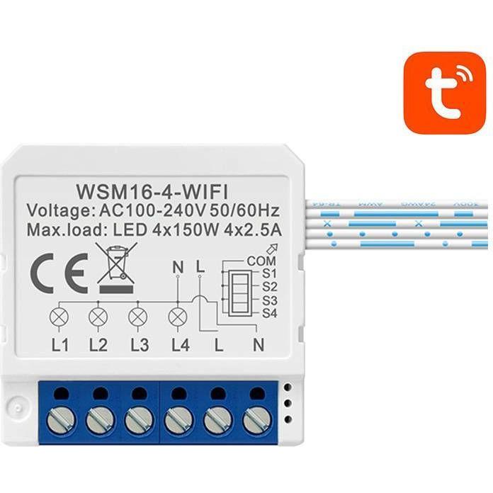 Avatto, Attuatore, Modulo interruttore intelligente WiFi WSM16-W4 TUYA (Attuatore dell'interruttore)