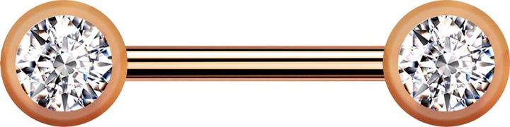 Image du produit Star Piercing Barbell or rose avec deux boules avant cristal argenté (sans laiton, Acier chirurgical 316L)