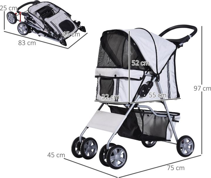 Actual product image PawHut Dog trolley with grid (Dog, Foldable)